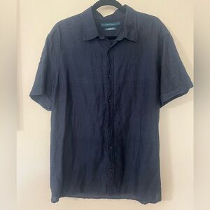 Perry Ellis Dark Blue Casual Button Down Shirt